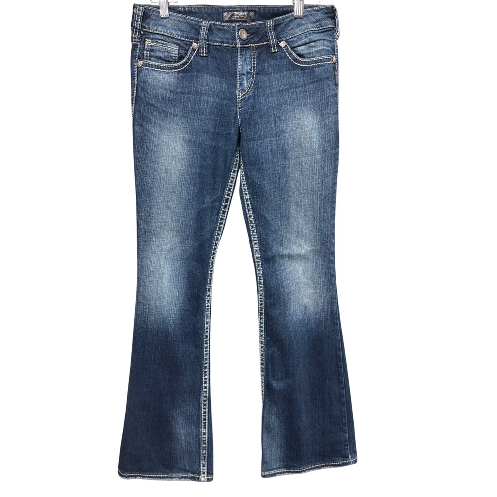 Silver Jeans Co Suki Mid Rise Bootcut Denim Blue Jeans Dark Wash W29 L32